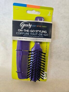 Brand New Goody On The Go Travel Comb And Brush Set Purple